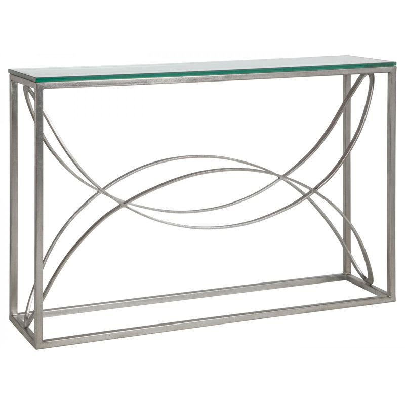 Metal Designs Ellipse Console, Silver Leaf