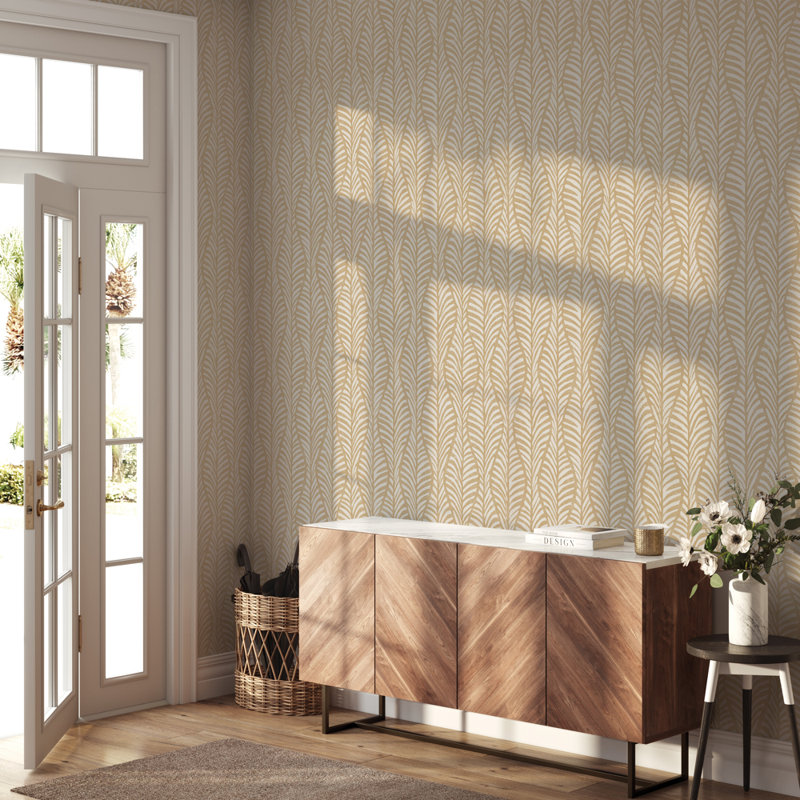 Philpott 16.5' L x 20.5" W Peel and Stick Wallpaper Roll, Beige