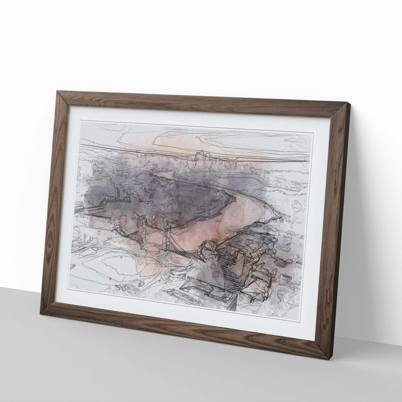 Sunrise over London in Abstract - Framed Print, Walnut Framed, 62cm H x 87cm W x 2cm D