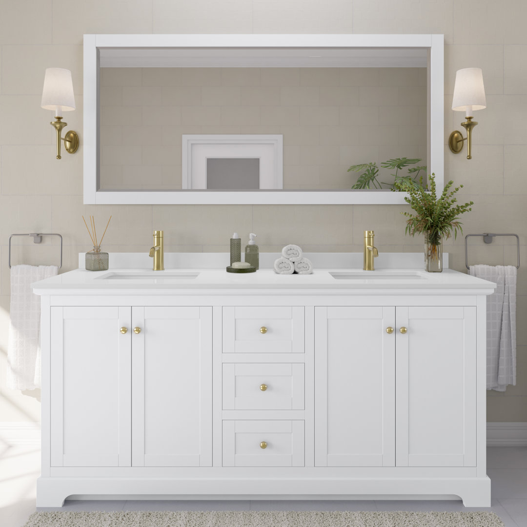 Avery 72'' Double Bathroom Vanity with Marble Top Wyndham Collection Top