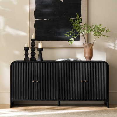 Martha Modern 63''W Fluted Curved Contours Sideboard with Cable Management and Adjustable Shelves