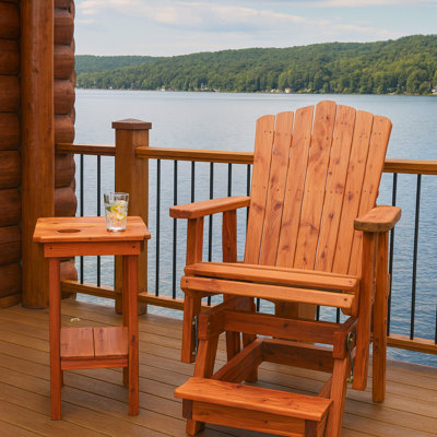 Fauteuil oscillant à hauteur de balcon Cedar Grove Adirondack avec table d'appoint assortie