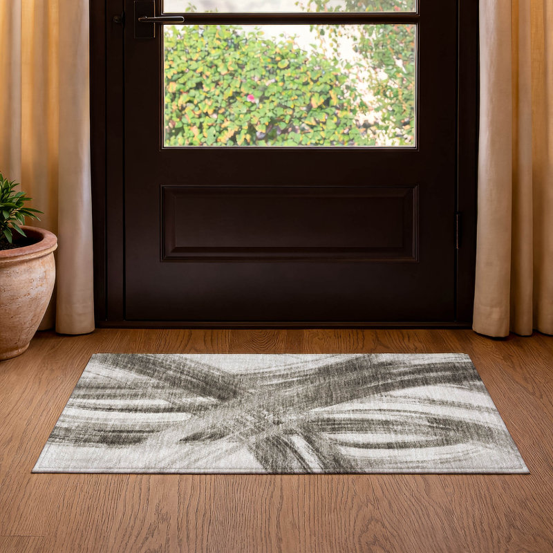 Premium Machine Washable Mayfield AMF2421 Abstract Rug, 1'8" x 2'6", Taupe