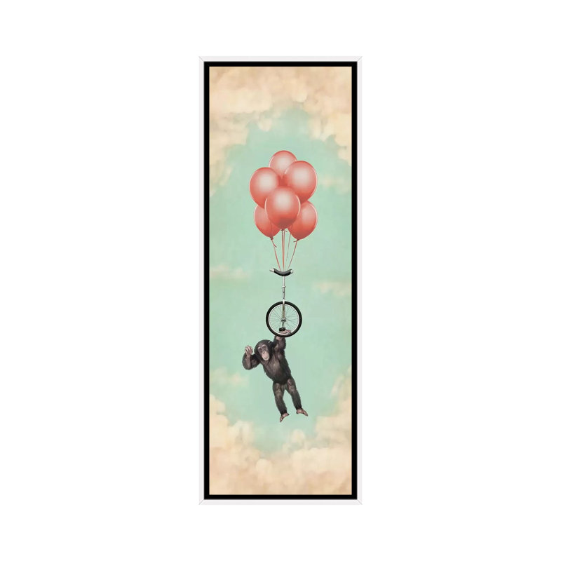 The Unicycle Incident III 1 Piece Panoramic Wall Art on Canvas, 30.48 cm H x 91.44 cm W, White Framed