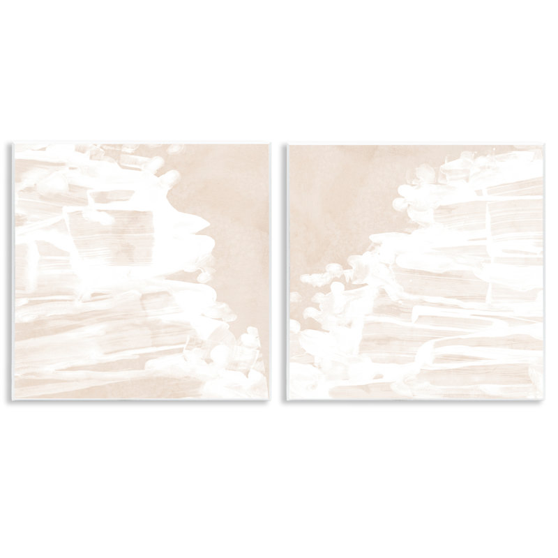 "Abstract Cream Layered Strokes 2 PC", art mural par June Erica Vess