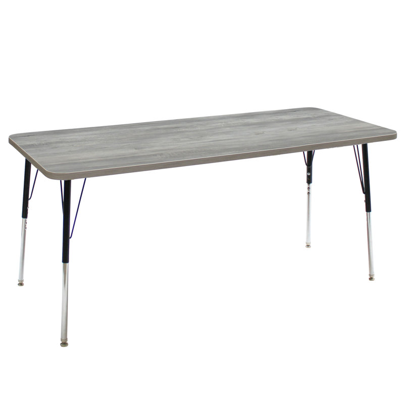Table d'activité rectangulaire avec pieds réglables La Madera, 30 po x 72 po, Sable asiatique / argent, Standard