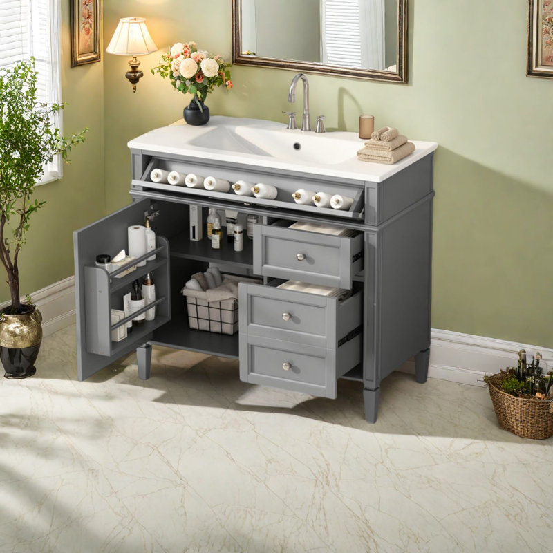 Meuble-lavabo et meuble-lavabo moderne en bois gris