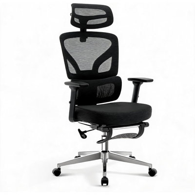 Chaise de bureau ergonomique en filet à dossier haut avec accoudoirs réglables en 3D, support lombaire réglable, inclinaison de 135 °, capacité de poids de 300 lb pour le bureau à domicile et les jeux