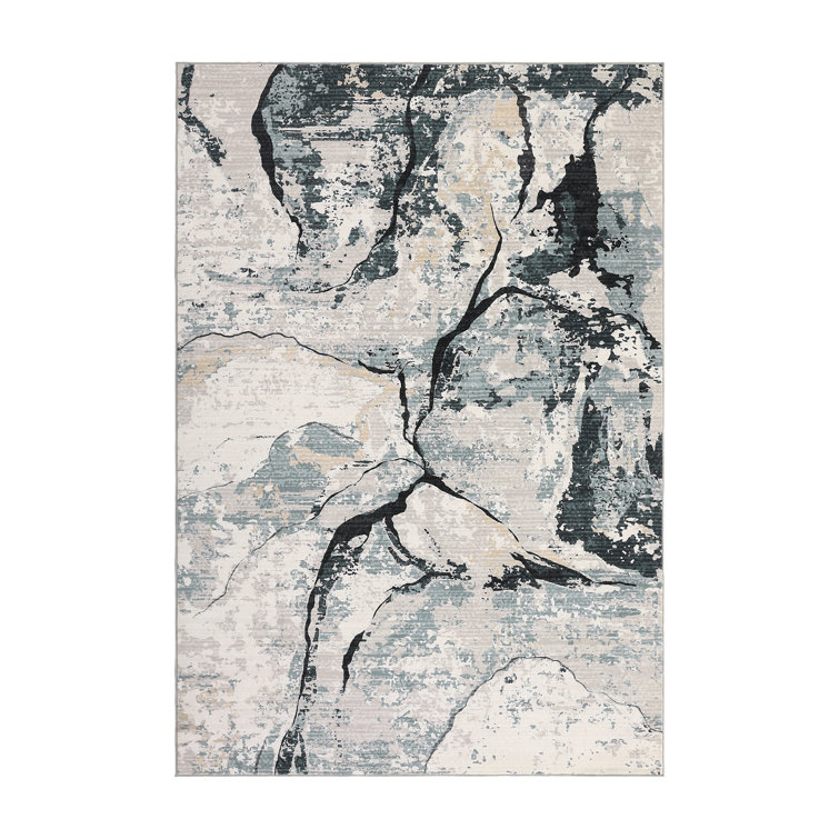 Abstract Machine Washable Rug for Living Room Bedroom Modern Non-Slip Low Pile Rubber Backing Area Rug for Playroom Office Kitchen Dining Room Dorm and Bedside Decor