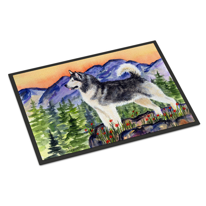 Tapis de porte d’intérieur anti-dérapant effet velours alaskan malamute, Rectangle 1 pi 6 po x 2 pi 3 po