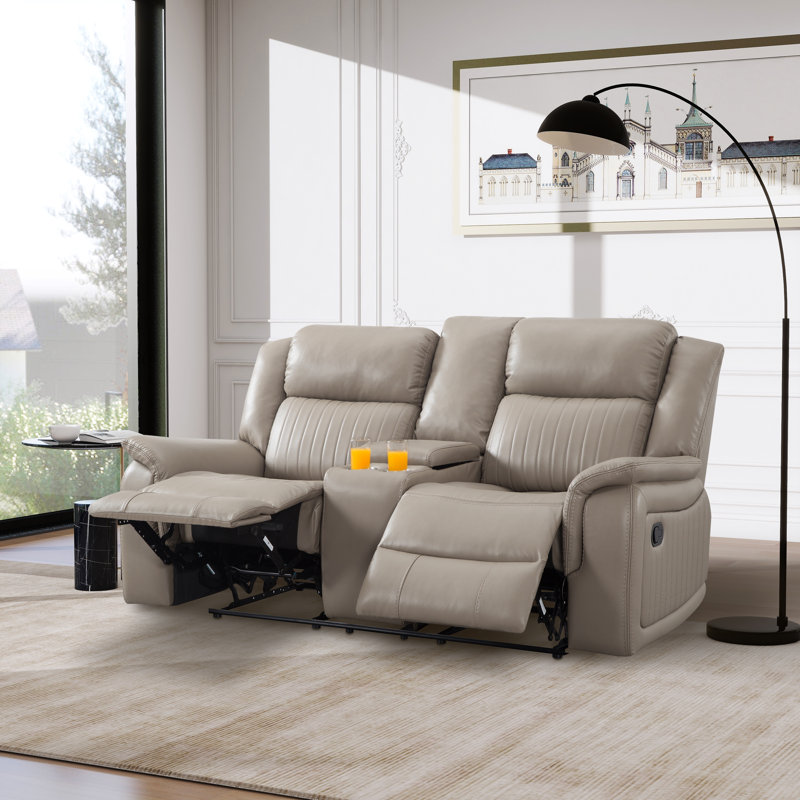 Causeuse inclinable double 72 po avec porte-gobelets et console de rangement
