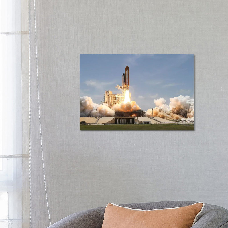 Space Shuttle Atlantis Lifts Off From Its Launch Pad At Kennedy Space Center, Florida VIII by Stocktrek Images - Wrapped Canvas Print