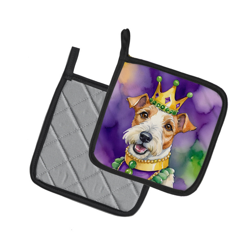 Paire de poignées Fox Terrier King of Mardi Gras