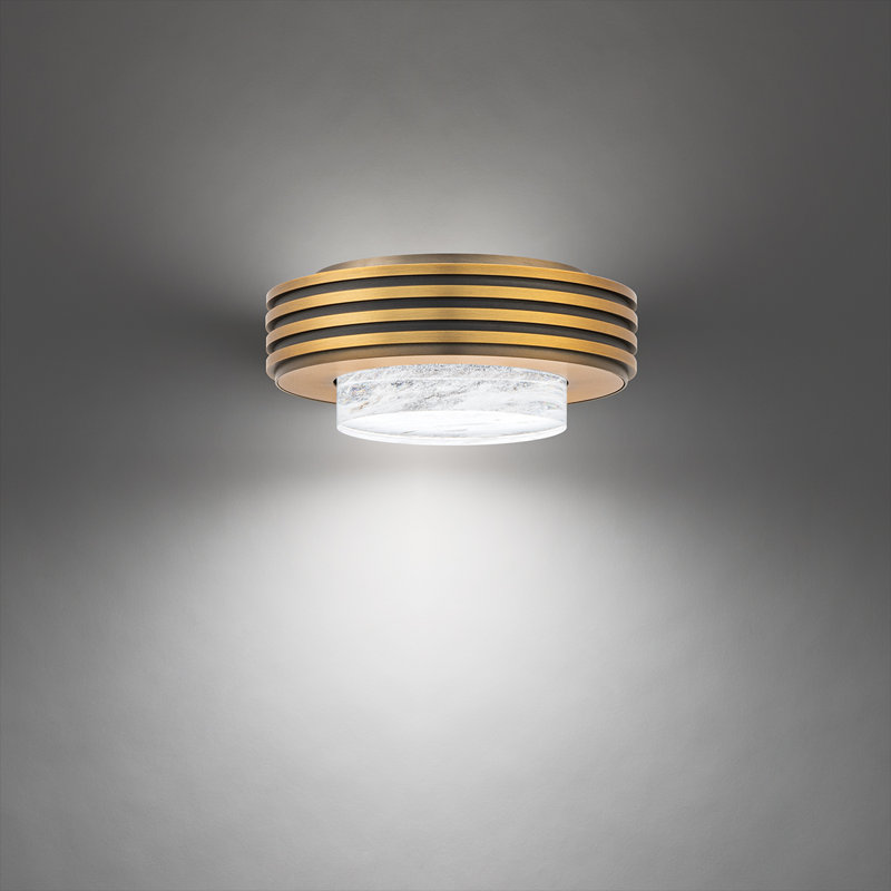 Zircle 1 Light Crystal LED Flush Mount, Aged Brass
