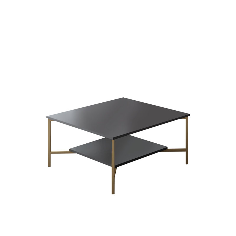 Table basse moderne, anthracite et noire, 31,5 po x 31,5 po x 15,7 po | 100% panneau de particules enduit de mélamine, pieds en métal | Design industriel, durable et élégant pour le salon ou le bureau, parfait pour tout espace