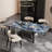 78.7" Modern Dining Table, Glossy Sintered Stone Top, Stainless Steel Double Legs for 8-10