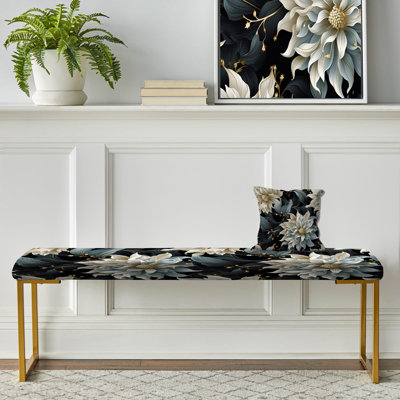 Banc floral rembourré or
