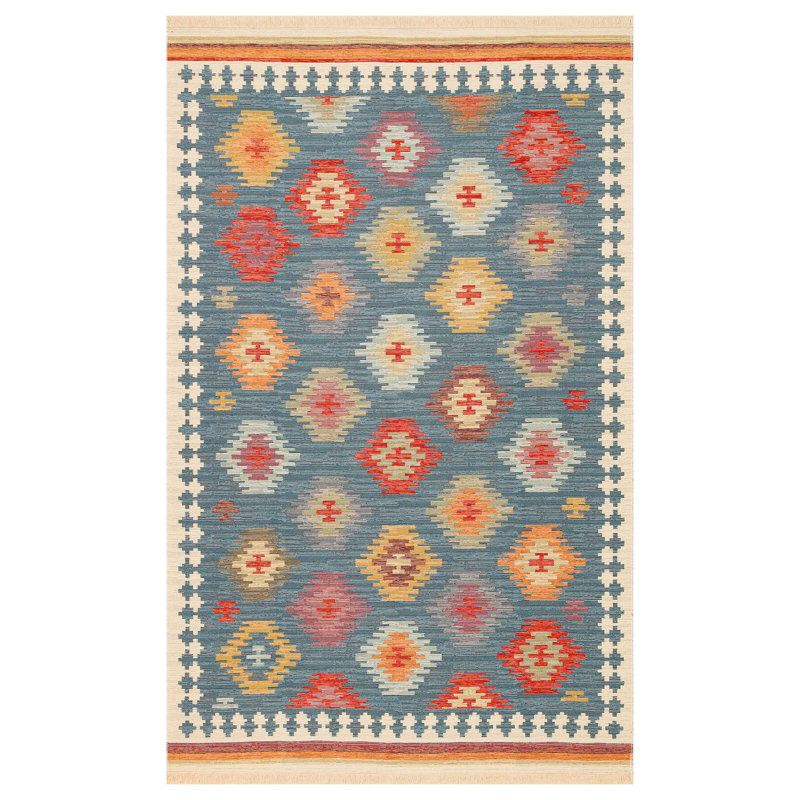 Tapis tissé à plat bleu marine, 31,5 po x 59,1 po | 100% coton, sans velours, 1,7 lb / pi² | Lavable à la machine à 86 ° F, facile à nettoyer, durable et élégant | Parfait pour le salon, la chambre à coucher et le bureau