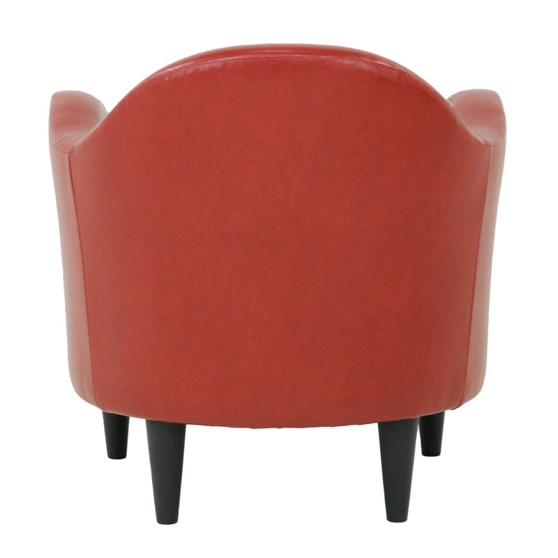 Fauteuil demi-tonneau l 30,5 po Tangier, Similicuir rouge