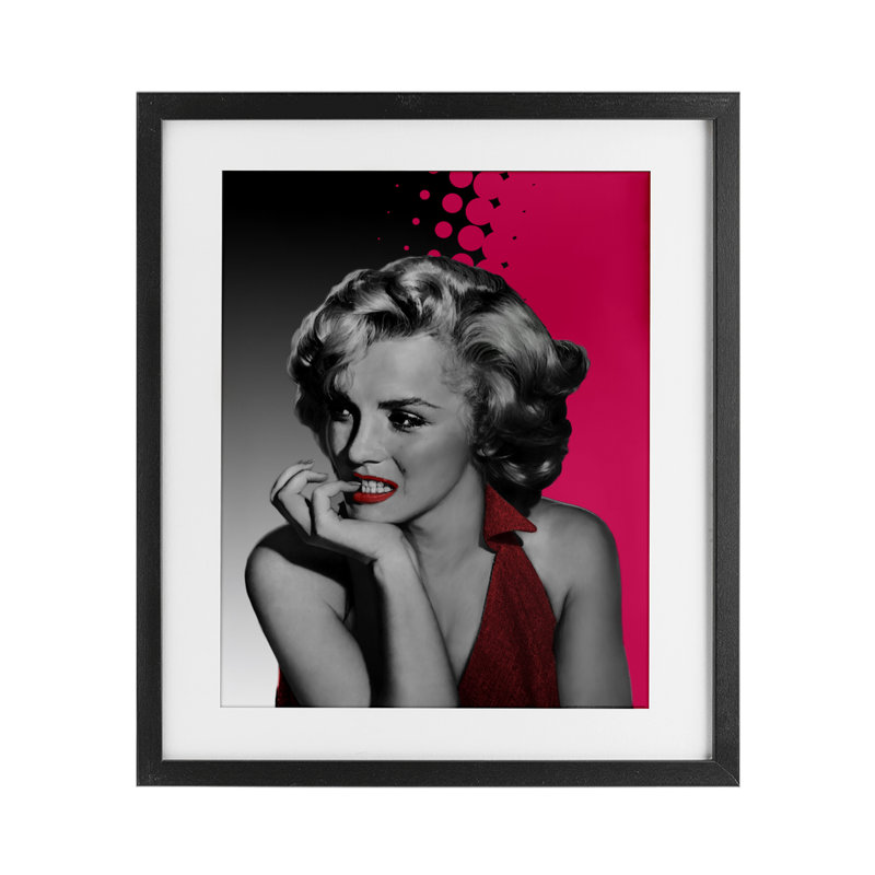Le penseur en rouge, reproduction encadrée sous verre, design par Chris Consani, H 16 po x l 13 po, Cadre noir minuit