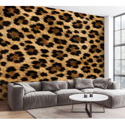 Papier peint adhésif pelez et collez peau de léopard sans couture peau de léopard autocollant amovible papier contact mural pour salon chambre à coucher H 100 po x l 144 po