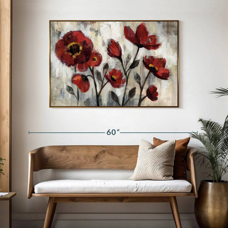 Simplicité florale, 46 po x 31 po, Cadre flottant doré