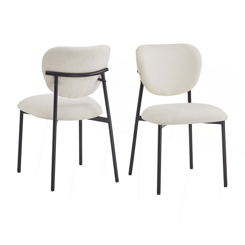 Chaises de salle à manger rembourrées avec pieds en métal, beige