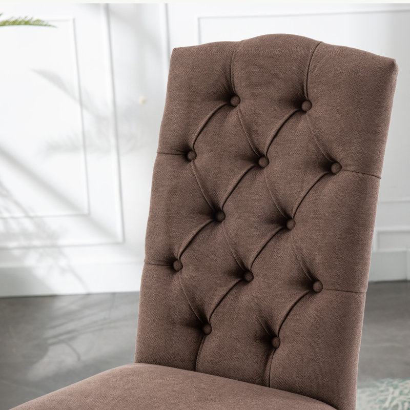 Tiarnna Linen Side Chair Dining Chair, Brown