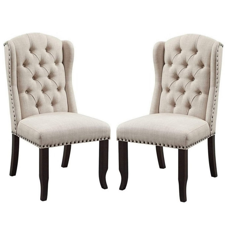 Chaise de salle à manger rembourrée Gurvis, Gris clair