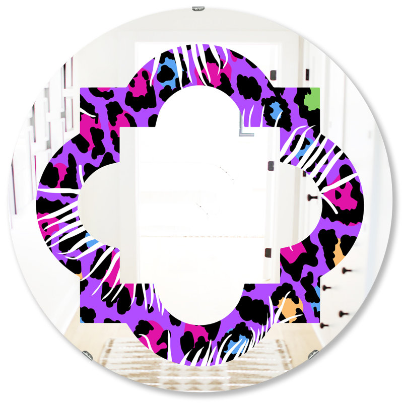 Miroir mural en fourrure safari viii quadrilobe éclectique, H 31,5 po x l po