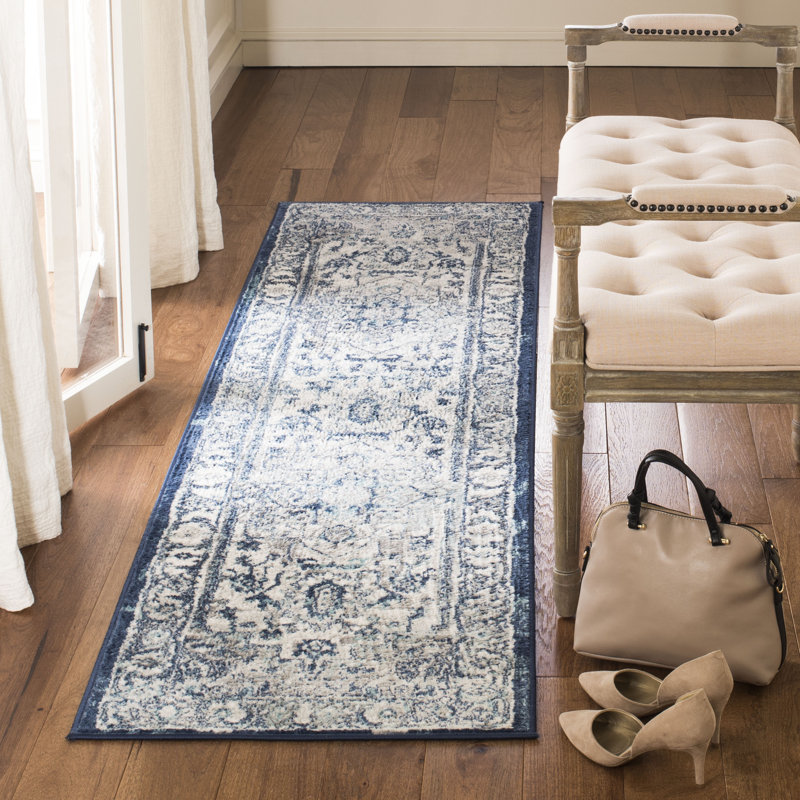 Tapis oriental gris clair / bleu Aurich, Tapis de couloir 2 pi x 10 pi