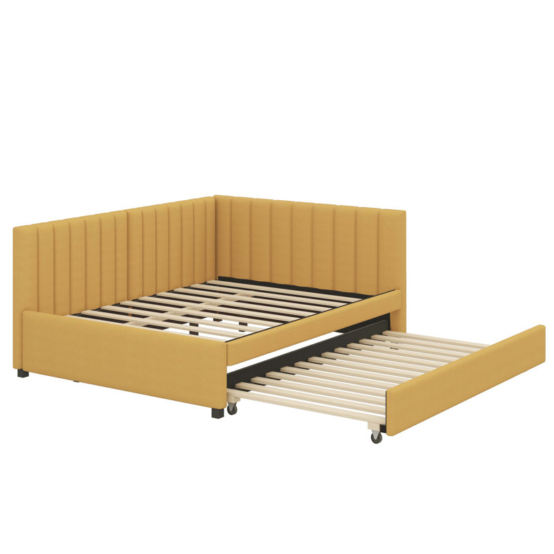 Full-Sized Daybed With Concealed Trundle Bed, Yellow