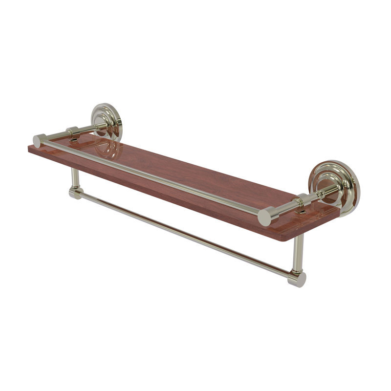 Leamore Bracket Shelf with Towel Bar, Polished Nickel, 5" H x 22" W x 5" D