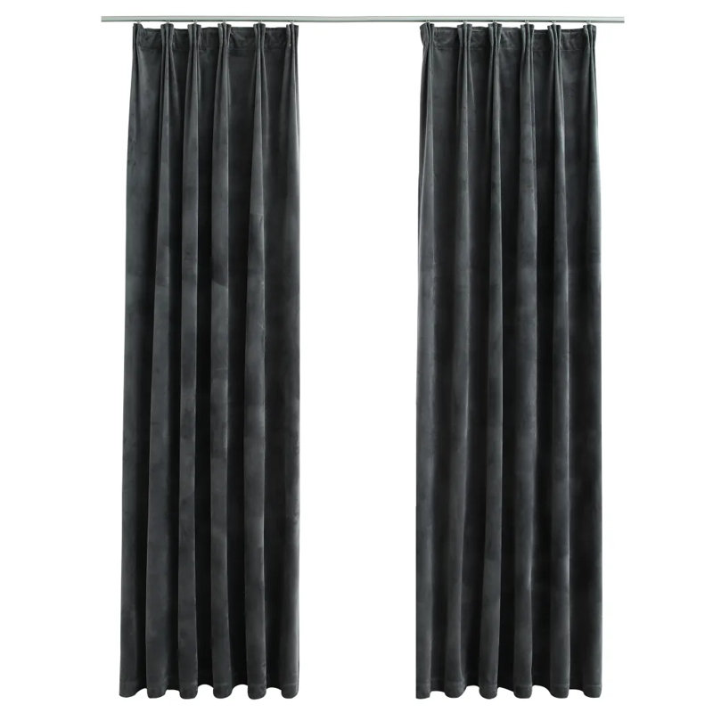 Arni Velvet Blackout Curtain, 140cm W x 245cm D, Black