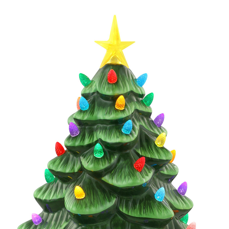 Nostalgic Ceramic Tree - Green, 14.25 H" x 8.5 W" x 8.5 D"
