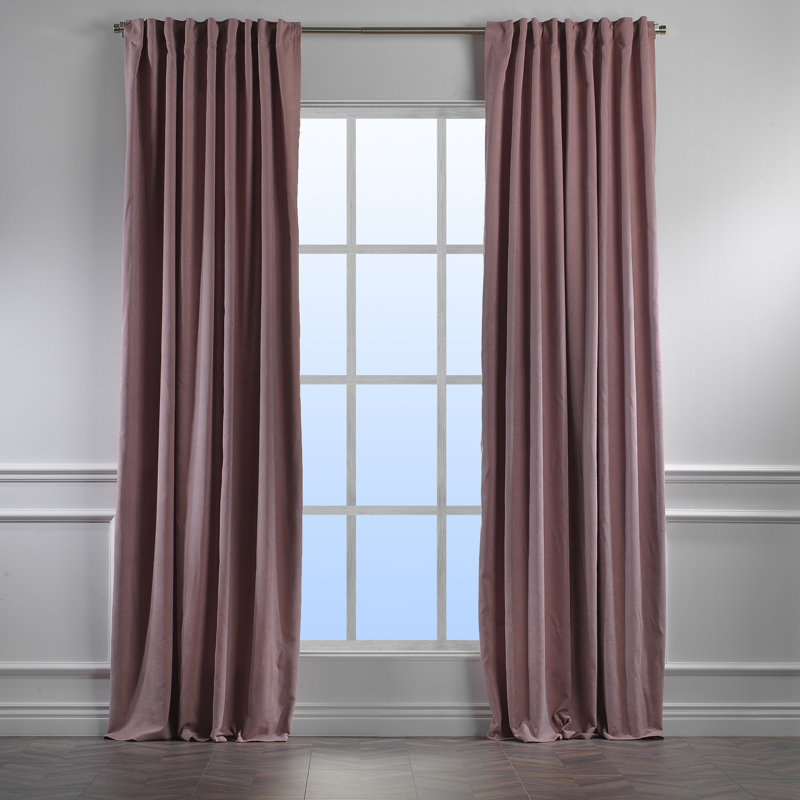 Paire de rideaux obscurcissant avec pattes de couleur unie, Rose, L 52 po x L 72 po
