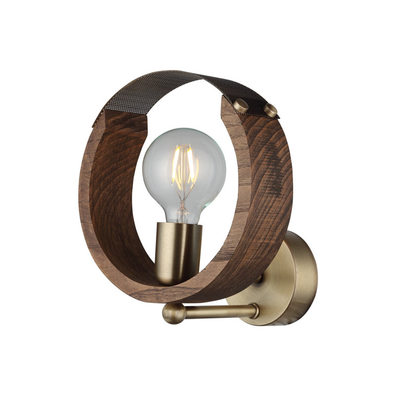 Antiquation Metal Wall Lamp, 9.8 x 9.8 x 1.4 inches | Elegant Wooden Cap, Max 40 W E27 Socket, 25 inches Total Height | Stylish Lighting for Living Room, Bedroom & Hallway, IP20 Rated, Bulb Not Included