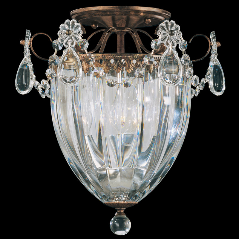 Bagatelle 3 - Light Semi Flush Mount, Heirloom Bronze, Heritage Handcut Crystal Clear