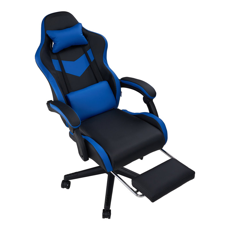Brayden Studio Swiveling PC & Racing Game Chair, Black/Blue