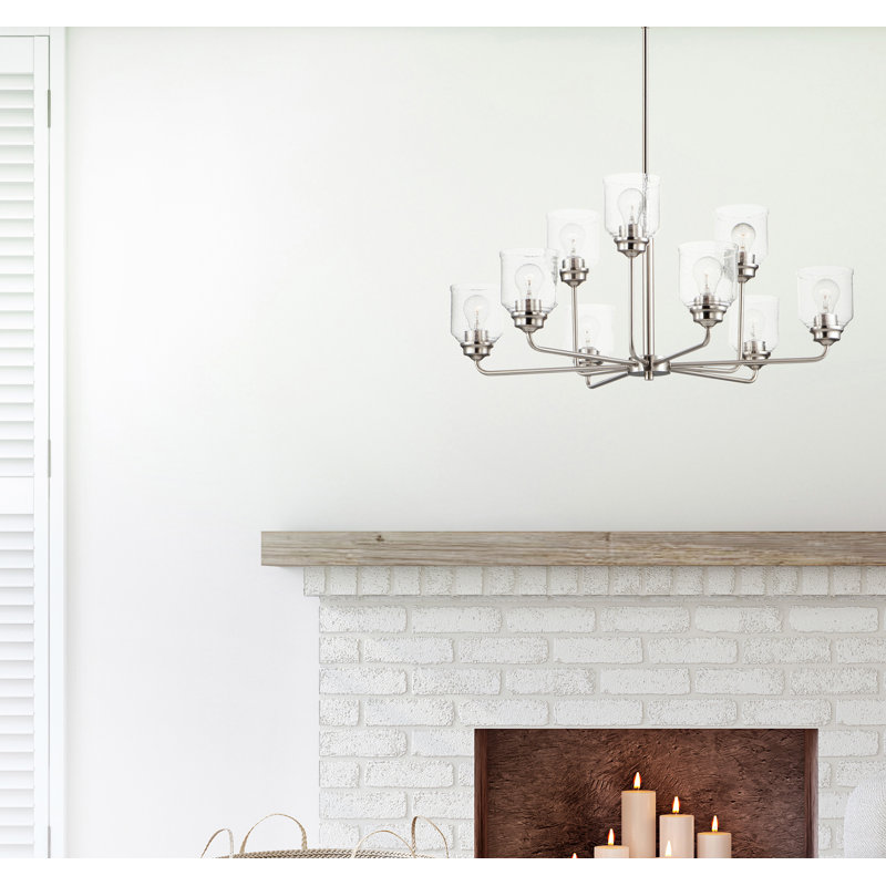 Nunez 9 - Light Dimmable Chandelier, Satin Nickel