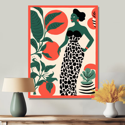 African Retro Woman With Leopard Pattern Dress - African Wall Art Print
