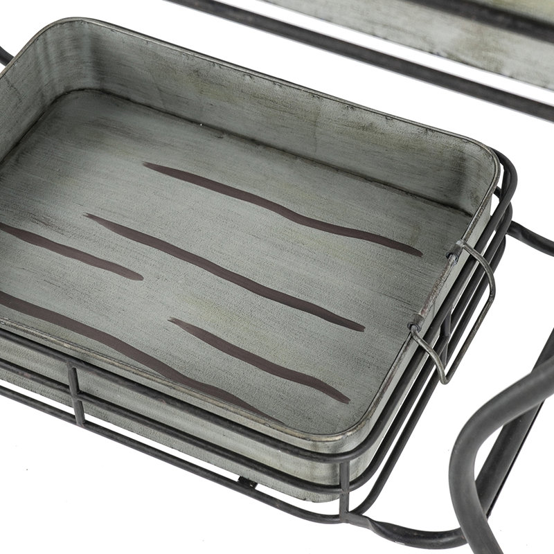 32x15x31" Galvanized Tray Table With Two Trays And Handles, Adds Function To Shabby - Chic Spaces, 18.3 Lbs Iron Suits Industrial Decor,