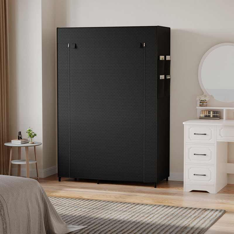 Portant à vêtements H 62,4 po x l 40,8 po avec housse, portemanteau robuste avec tablettes, portemanteaux pour chambre à coucher, garde-robe, salle de lavage
