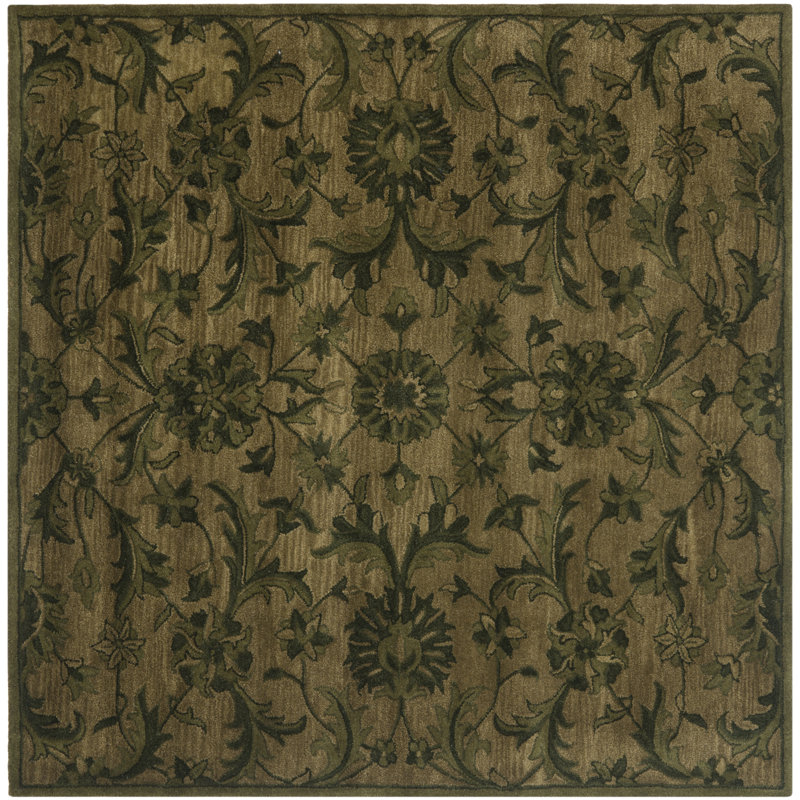 Dunbar Hand Tufted Wool Floral Rug, Square 6'