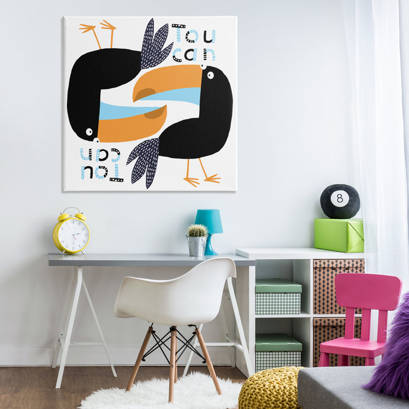 Art mural sur toile, "Tropical toucan oiseaux" par Carla Daly, H 36 po x l 36 po