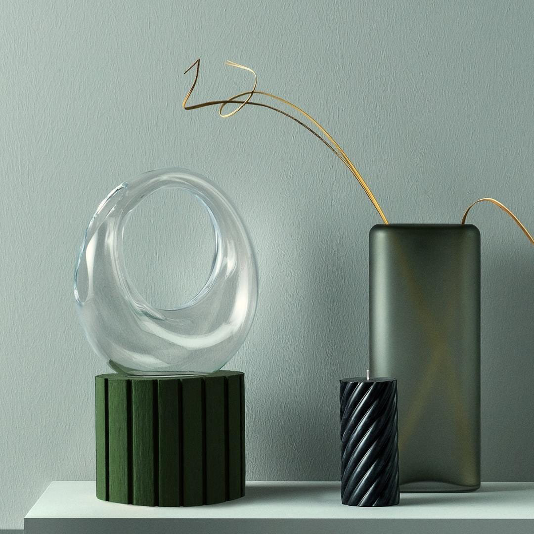 Layers Crystal Table Vase, Smoke, 12.81" H x 5.43" W x 3" D