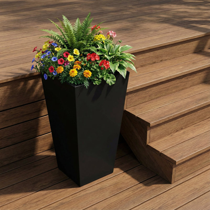 Metal Planters for Outdoor Plants, 26" H x 14" W x 14" D
