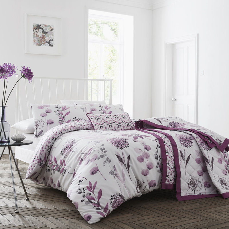 Dufault Floral Rectangular Throw Cushion, Mauve