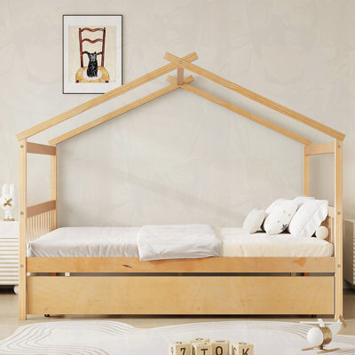 Lit en bois avec lit gigogne simple