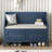 Rustic Solid Wood Entryway Storage Bench with Safety Hinge and Beige Cushion-1572780947